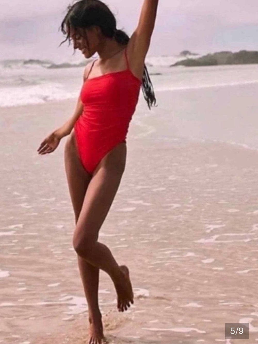 New Free People x Belle The Ruched Maillot One-Piece Swimsuit $144 XL Red